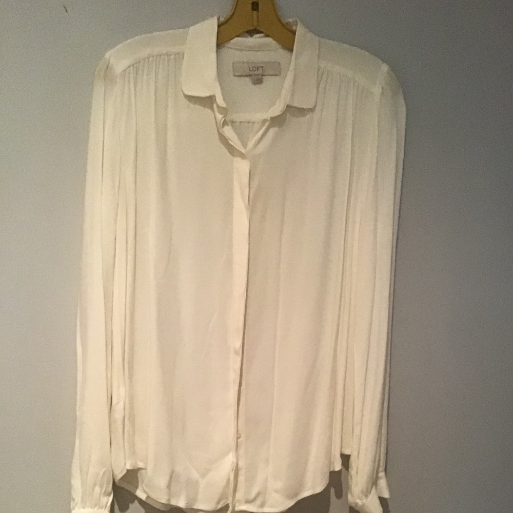 Off-white long sleeved sheer blouse